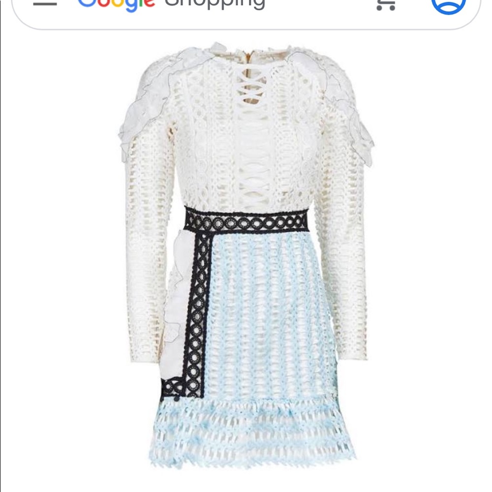 White shoulder frill shoulder panel dress